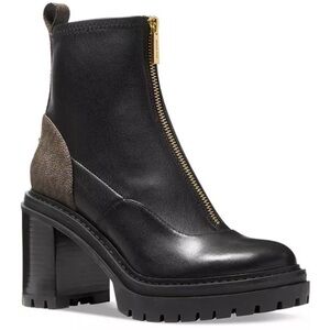 NIB Michael Kors Cyrus Zip Casual Leather Heeled Booties